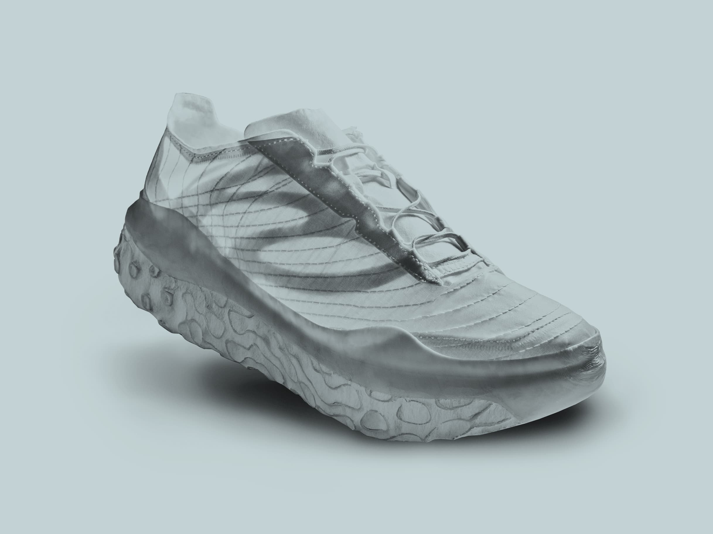 The Korvaa Shoe was developed in collaboration by combining three leading biomaterial technologies: bacterial nanocellulose (Modern Synthesis), mycelium (Ecovative), and bio-based PHAs (Ourobio).